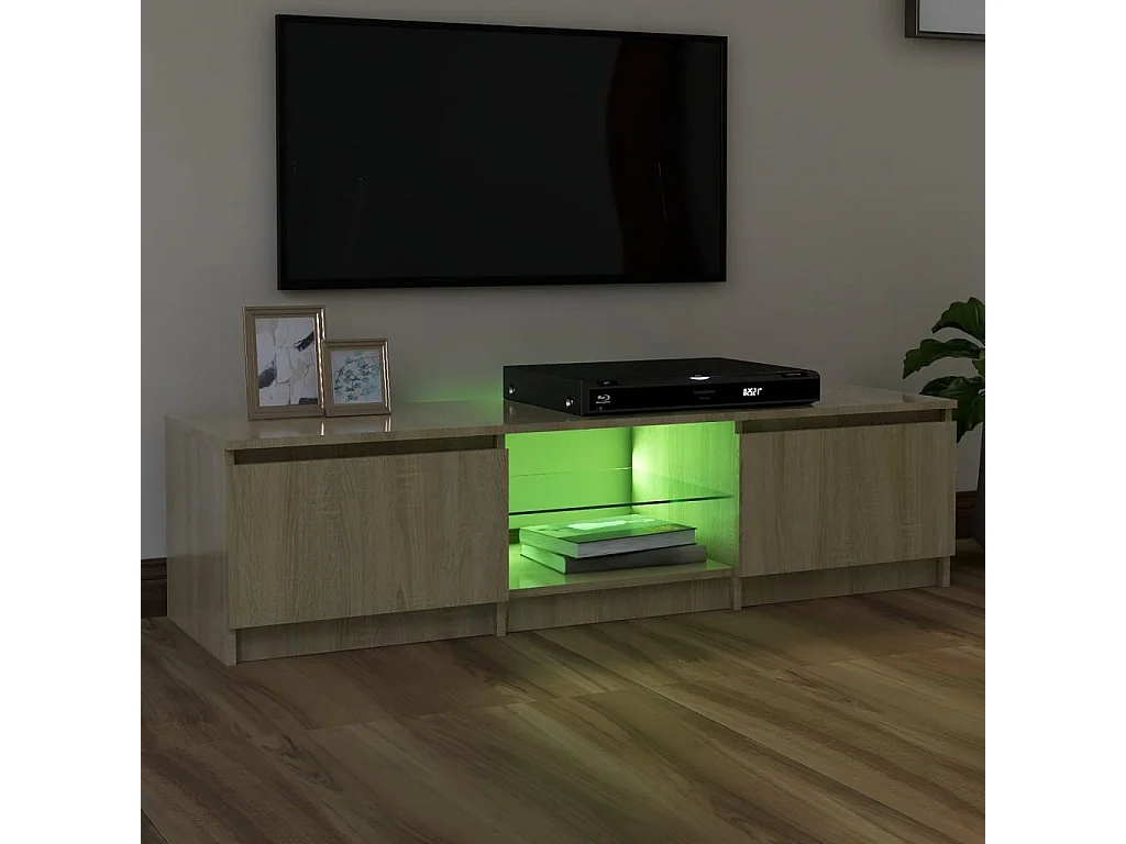 Meuble TV avec lumières LED chêne sonoma 140x40x35,5 cm