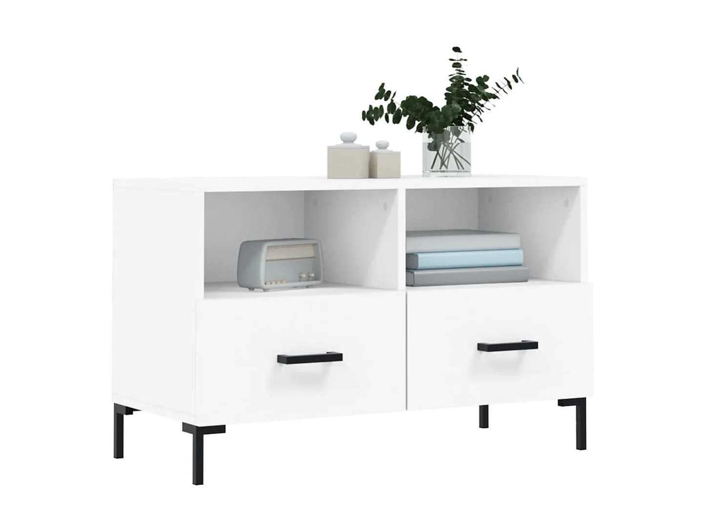 Mueble TV blanco 80x36x50 cm Madera contrachapada