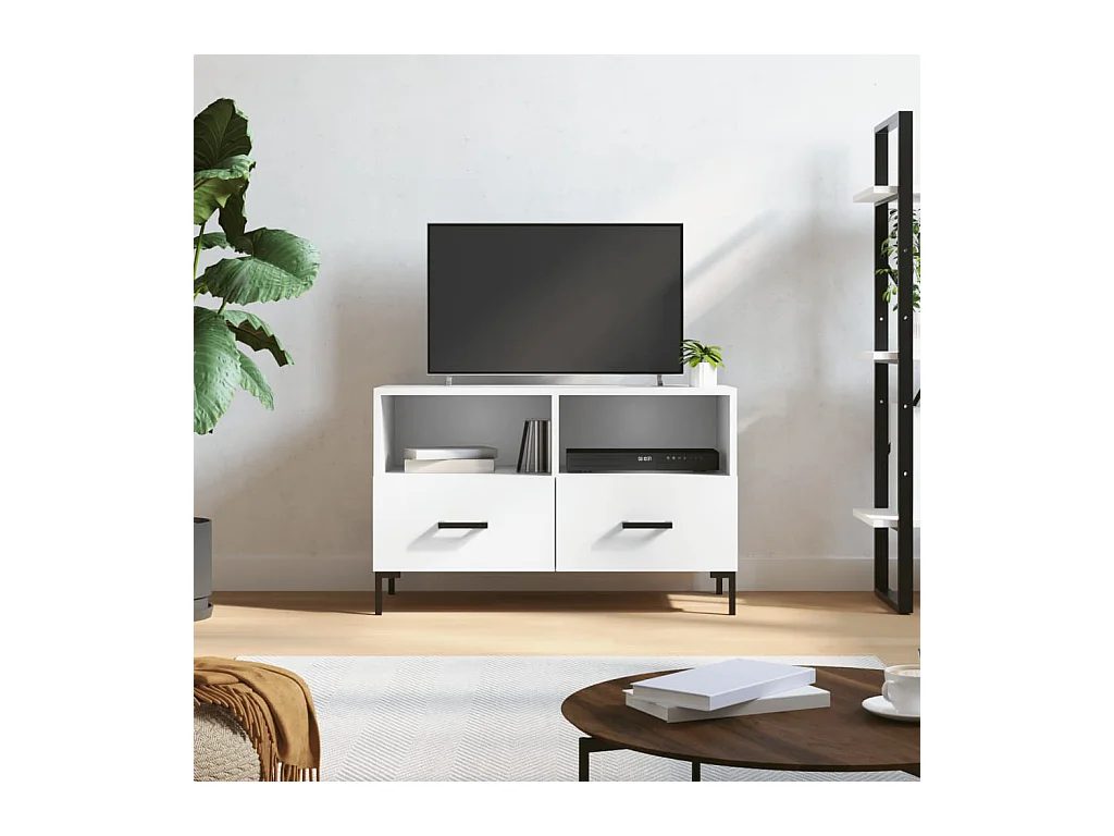 Meuble TV Blanc 80x36x50 cm Bois d'ingénierie
