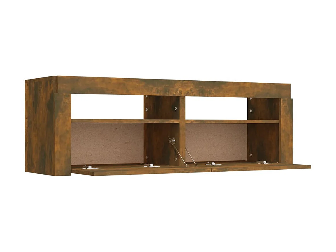 Mueble TV con luces LED Roble ahumado 120x35x40 cm