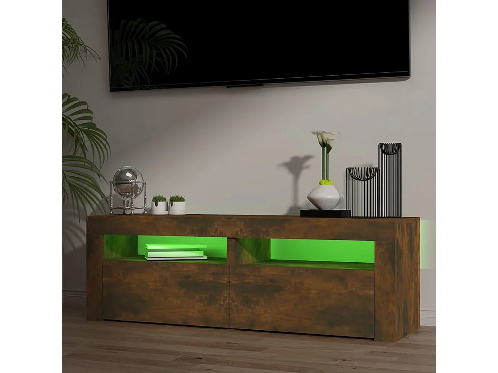 Móvel de TV com luzes LED Carvalho fumado 120x35x40 cm