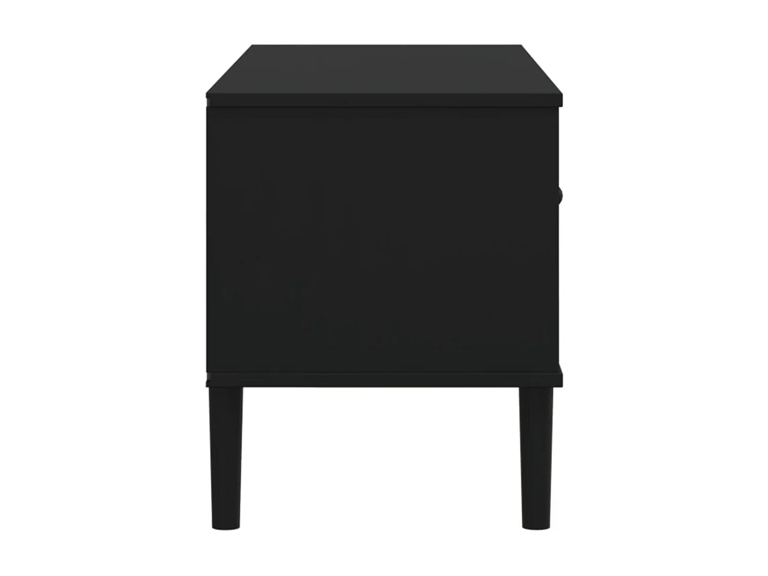 Meuble TV SENJA aspect rotin noir 106x40x49cm bois massif pin