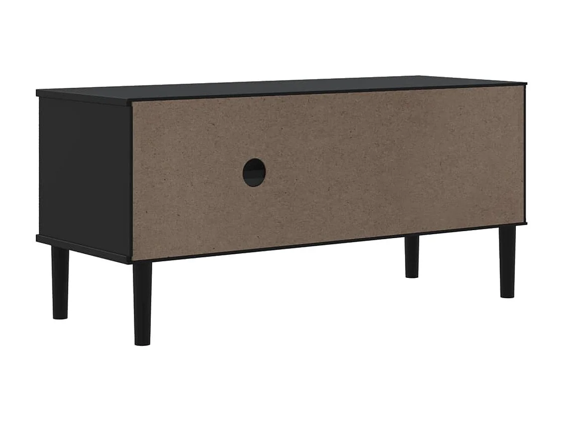 Meuble TV SENJA aspect rotin noir 106x40x49cm bois massif pin