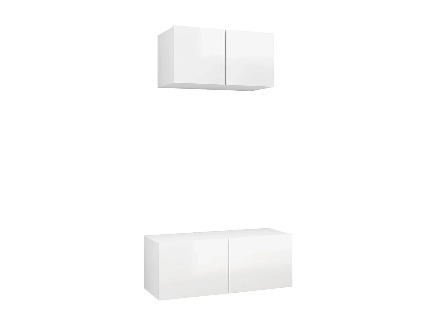 2-delige TV-kastenset Glanzend wit spaanplaat