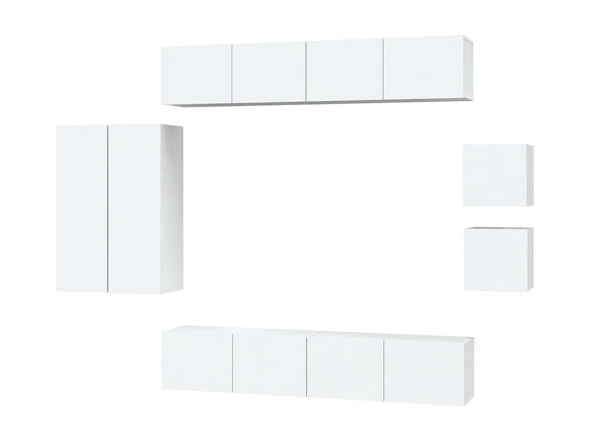 Ensemble de meubles TV 8 pcs Blanc Bois d'ingénierie