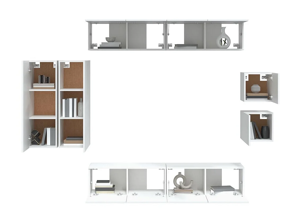 Ensemble de meubles TV 8 pcs Blanc Bois d'ingénierie