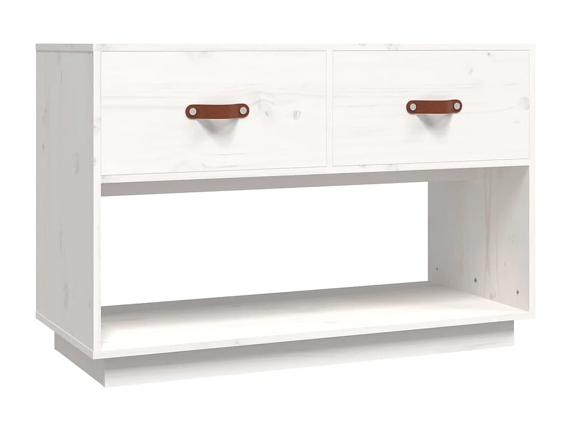 Meuble TV Blanc 90x40x60 cm Bois de pin massif