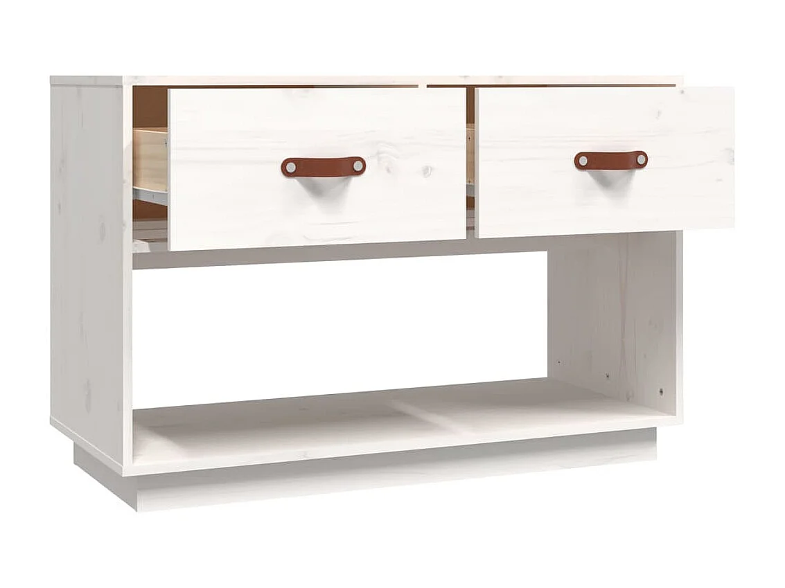 Meuble TV Blanc 90x40x60 cm Bois de pin massif