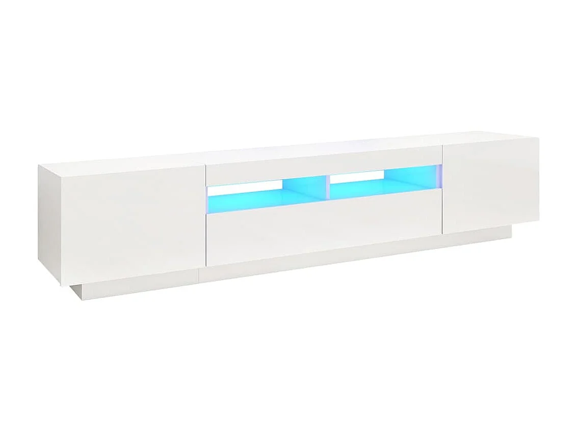 Meuble TV avec lumières LED Blanc brillant 200x35x40 cm