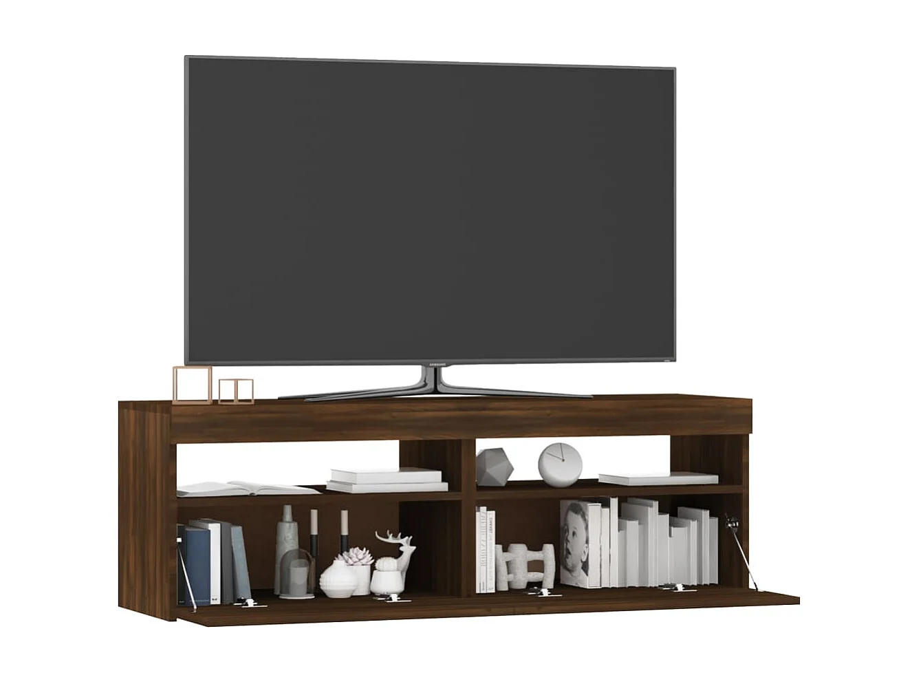 Meuble TV avec lumières LED chêne marron 120x35x40 cm