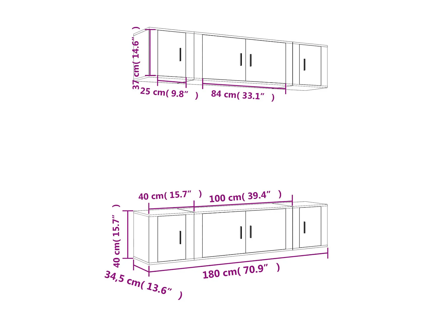 Juego de soporte para TV de 6 piezas de madera de ingeniería blanca