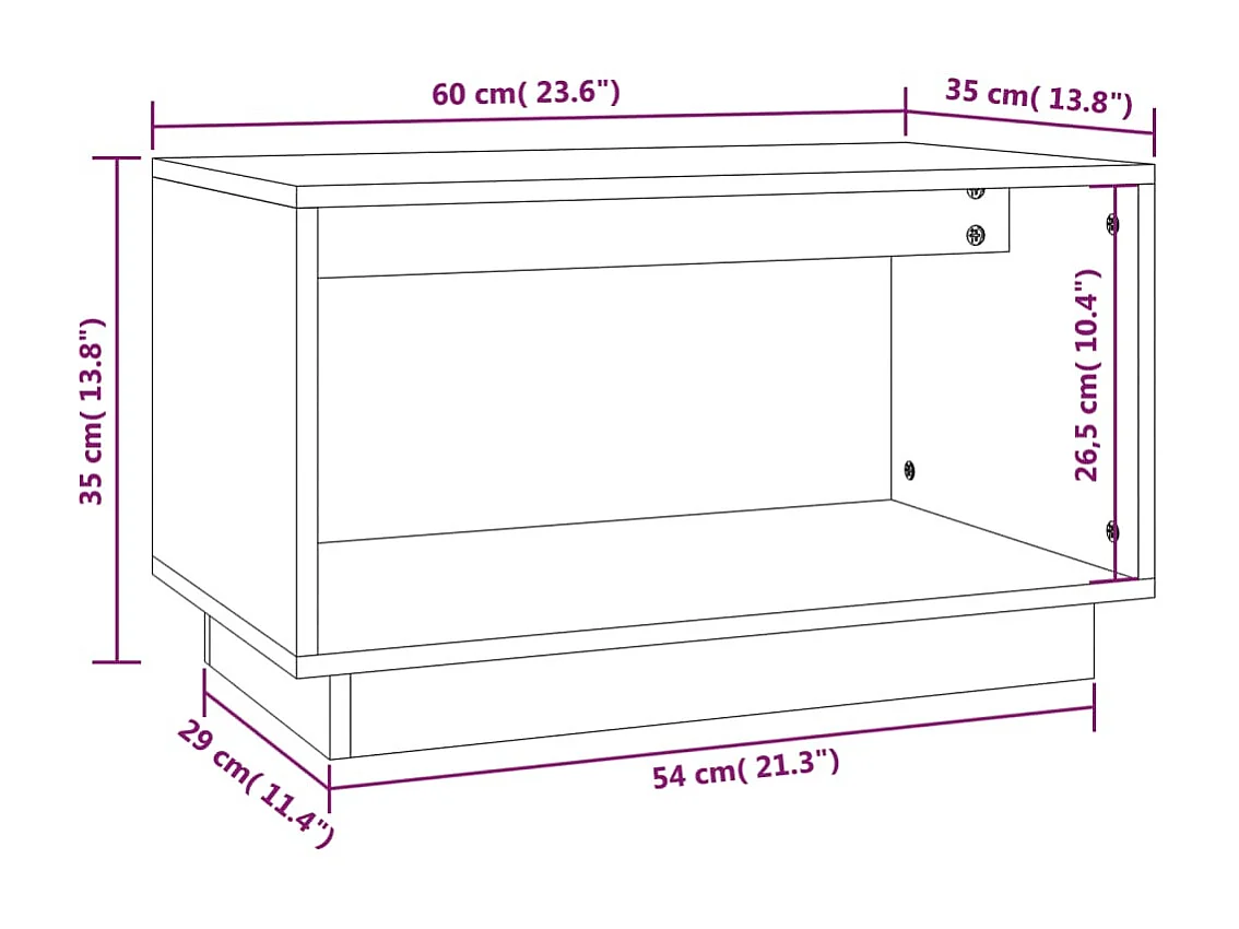 Zwart TV-meubel 60x35x35 cm Massief grenenhout