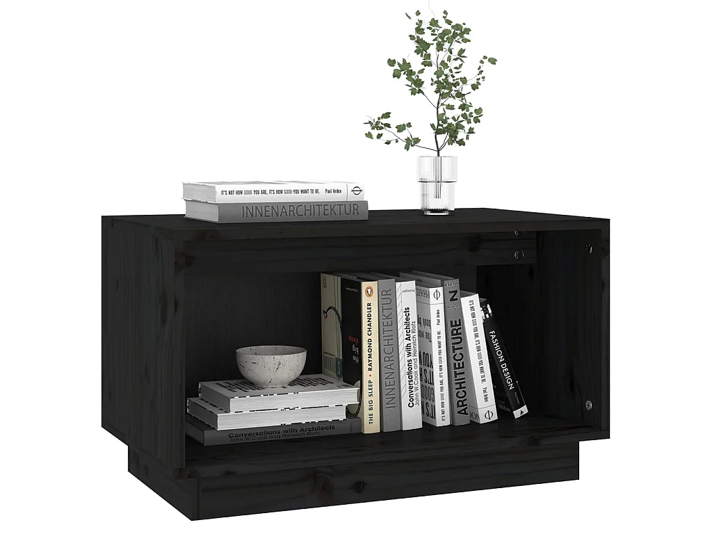 Meuble TV Noir 60x35x35 cm Bois de pin massif