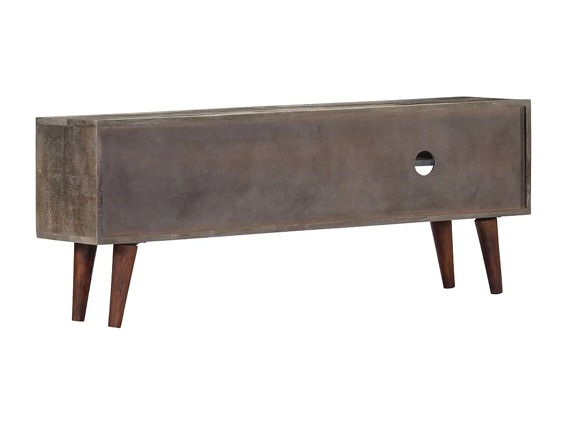 Meuble TV Gris 130x30x46 cm Bois massif de manguier brut