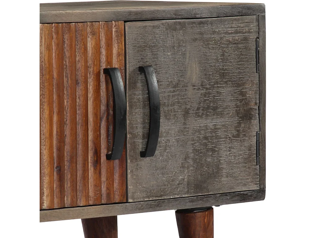 Meuble TV Gris 130x30x46 cm Bois massif de manguier brut