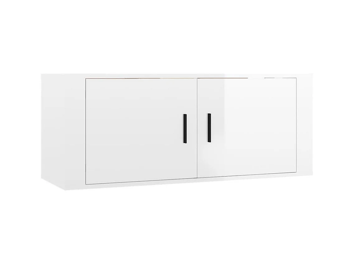 2-delige TV-standaardset Glanzend wit parket