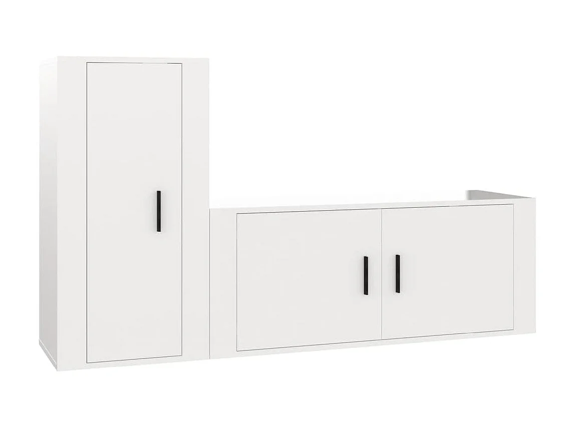 Ensemble de meubles TV 2 pcs blanc brillant bois d'ingénierie