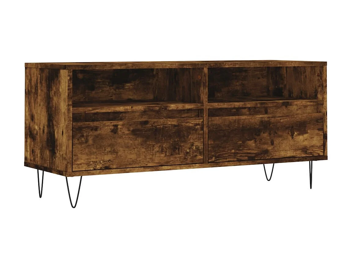 Meuble TV chêne fumé 100x34,5x44,5 cm bois d'ingénierie
