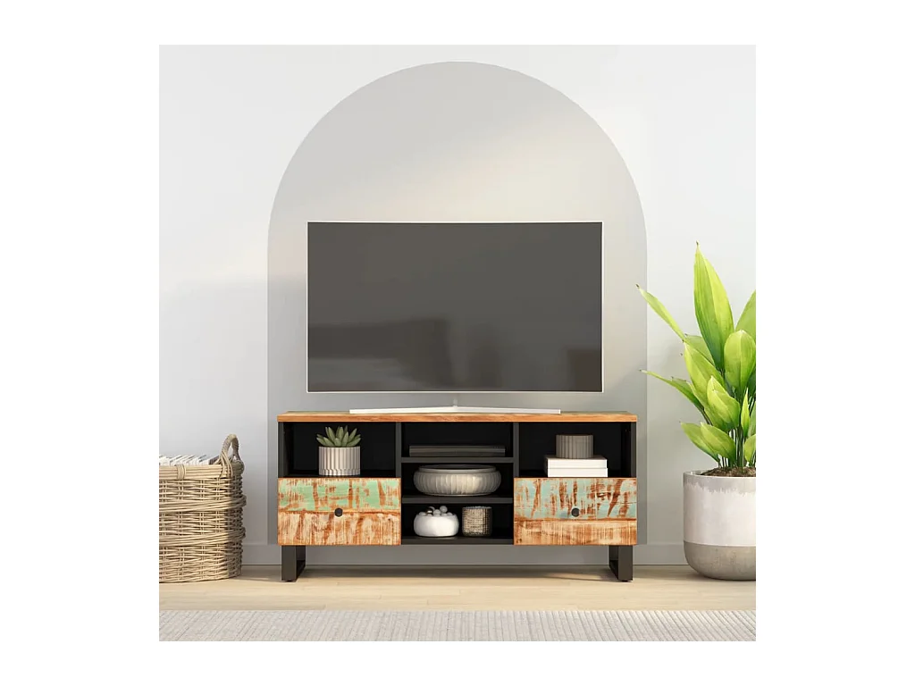 Meuble TV 100x33x46 cm bois de récupération et d'ingénierie