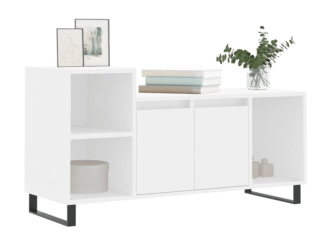 Mueble TV blanco 100x35x55 cm Madera contrachapada