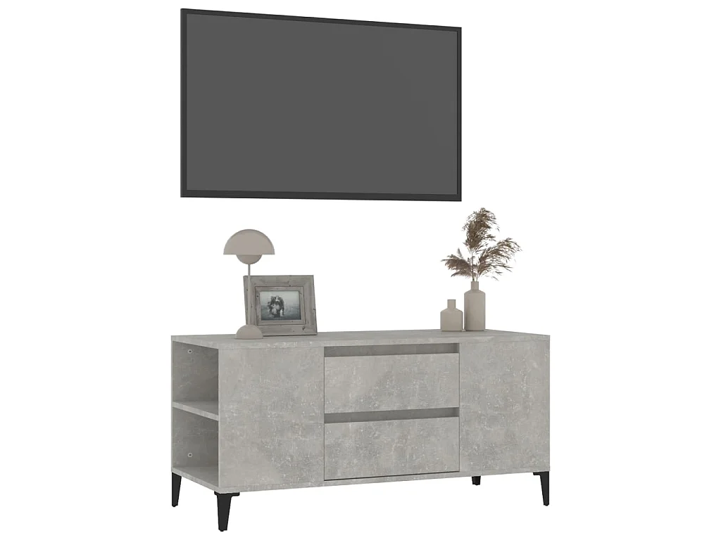 Meuble TV Gris béton 102x44,5x50 cm Bois d'ingénierie