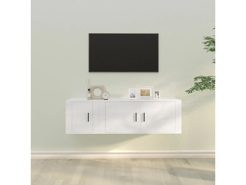 Set porta TV da 2 pezzi in MDF bianco