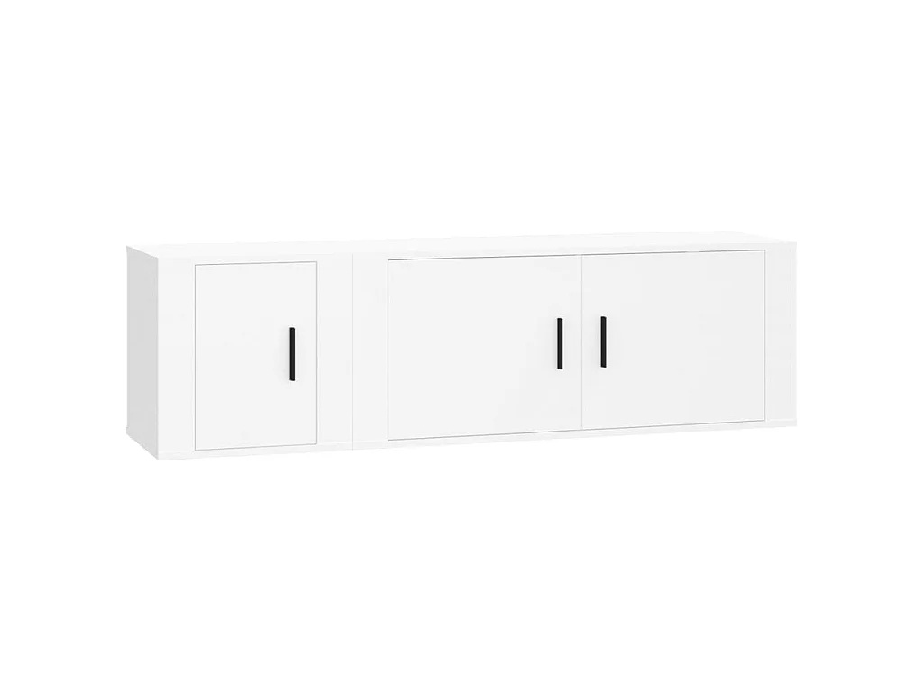 Juego de soporte para TV de 2 piezas de madera de ingeniería blanca