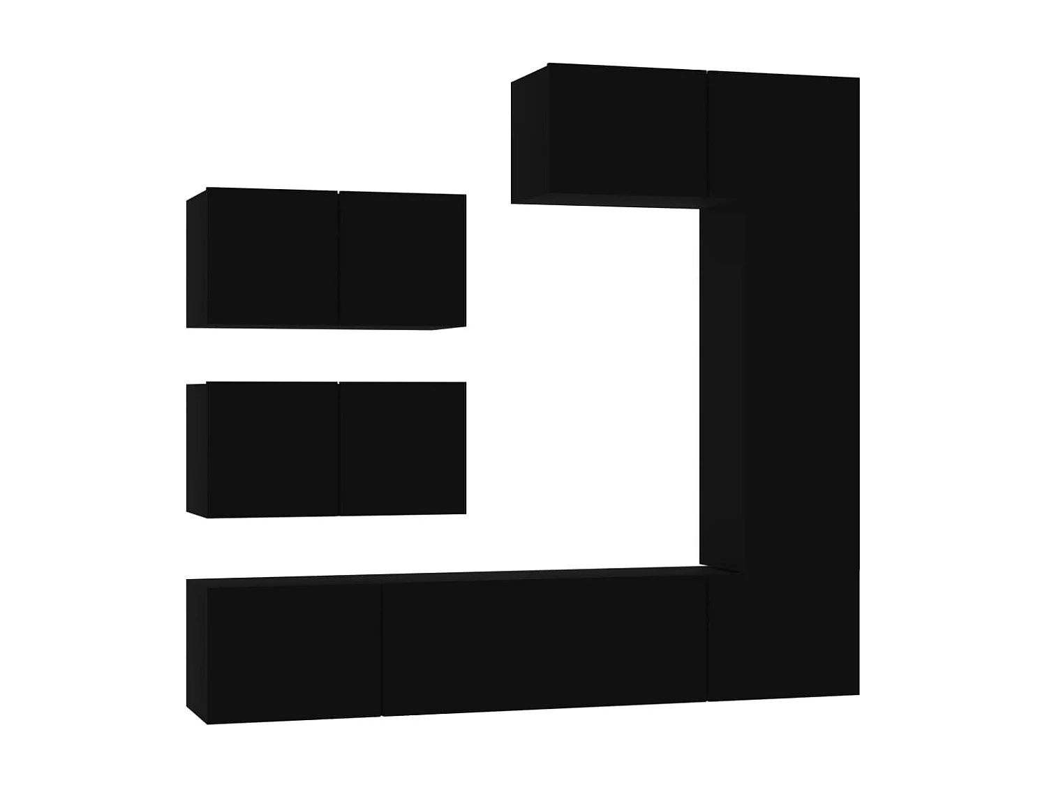 Ensemble de meubles TV 6 pcs Noir Bois d'ingénierie