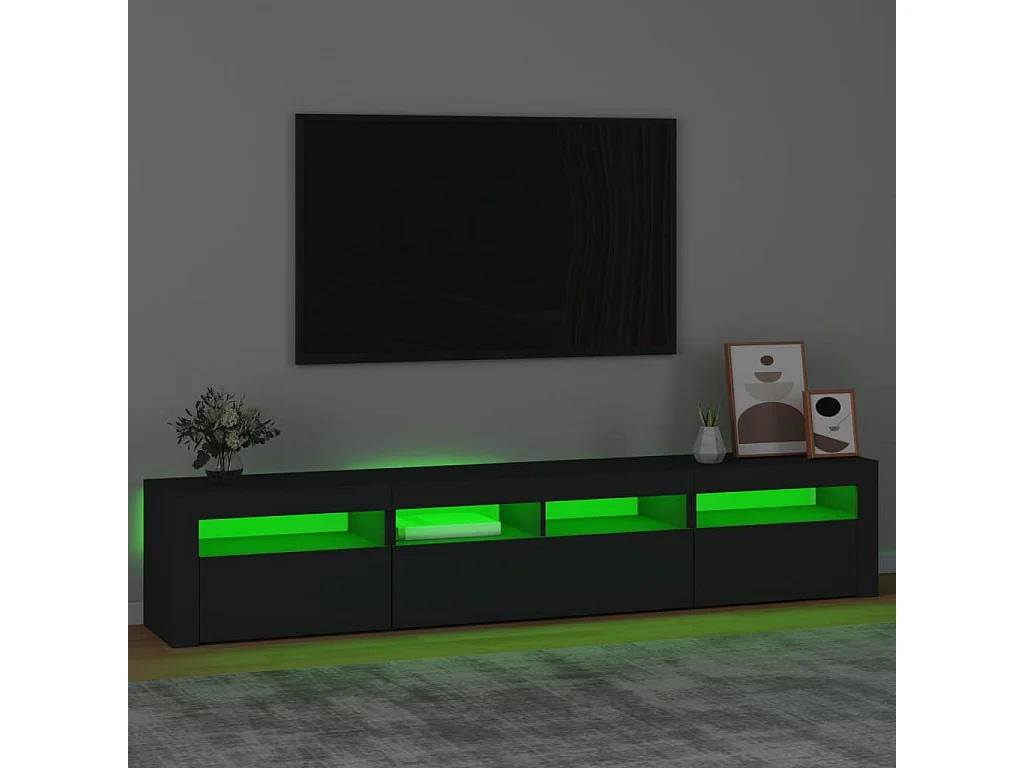 Meuble TV avec lumières LED Noir 210x35x40 cm