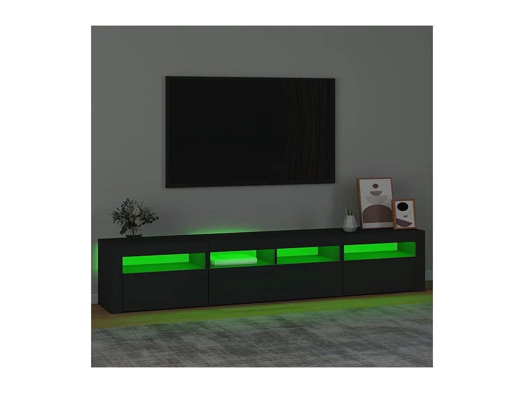 TV-meubel met LED-verlichting Zwart 210x35x40 cm
