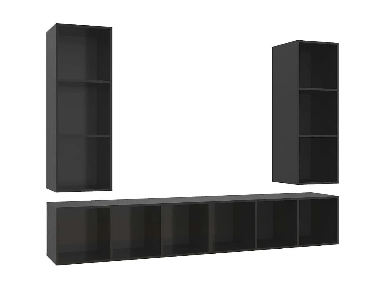 Meubles TV muraux 4 pcs Noir brillant Aggloméré