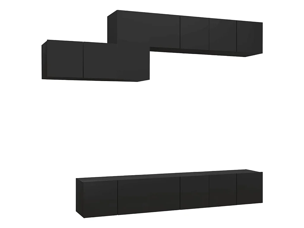 Ensemble de meuble TV 7 pcs Noir Aggloméré