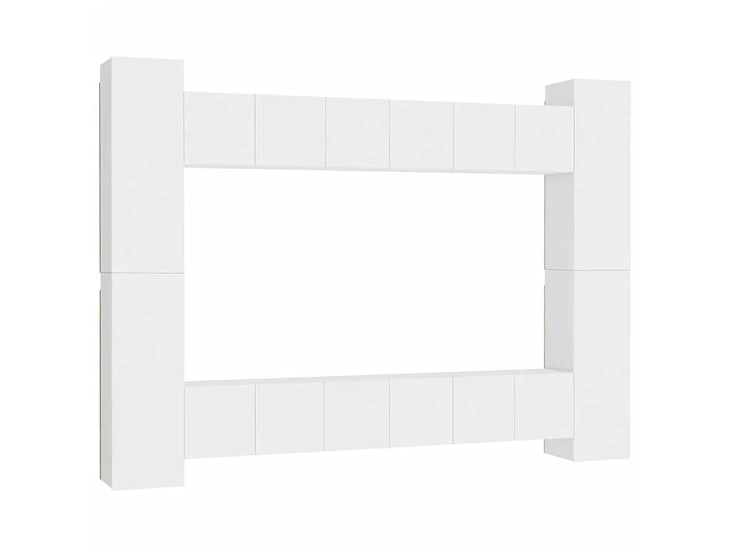 Ensemble de meubles TV 10 pcs Blanc Aggloméré