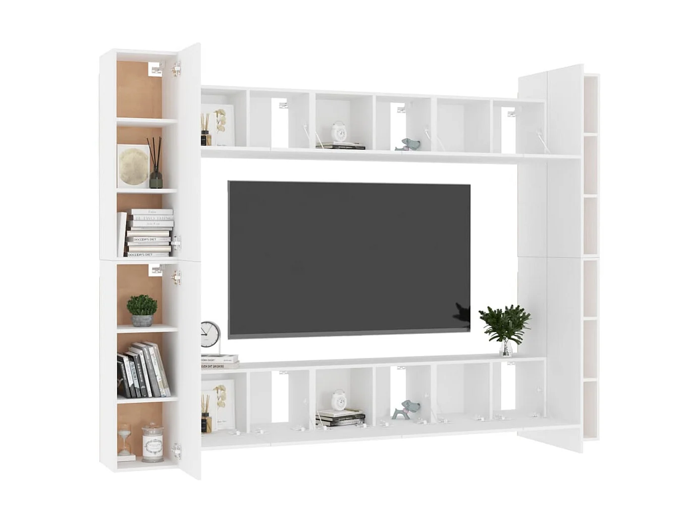 Ensemble de meubles TV 10 pcs Blanc Aggloméré
