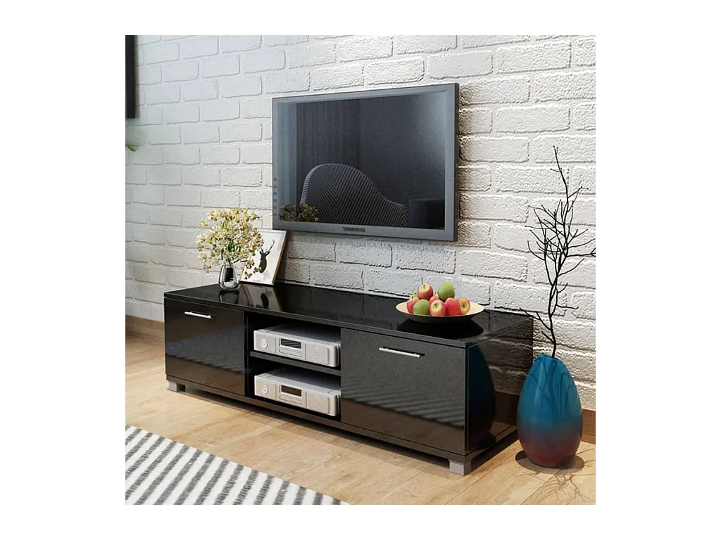 Meuble TV Noir brillant 120x40,5x35 cm