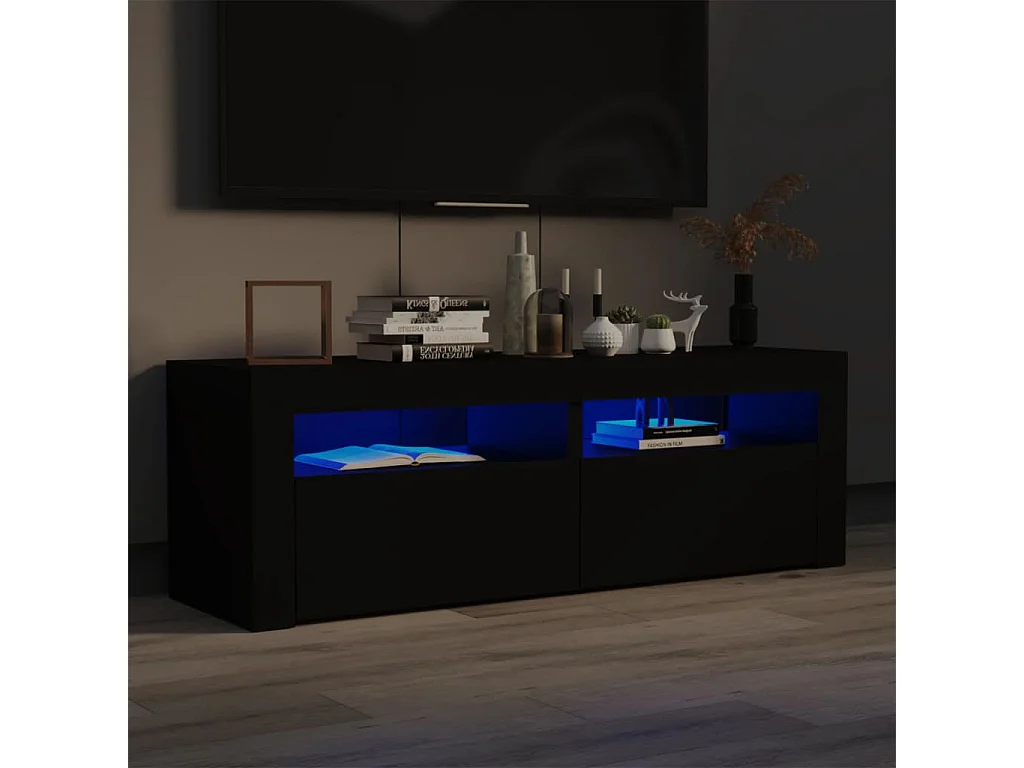 Móvel de TV com luzes LED preto 120x35x40 cm