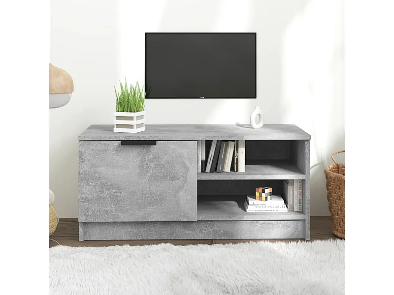 Mueble TV Gris hormigón 80x35x36,5 cm Madera contrachapada