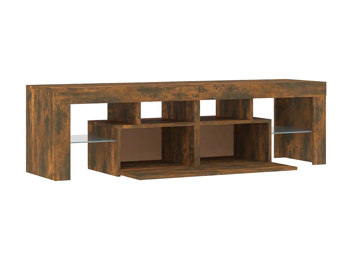 Meuble TV avec lumières LED Chêne fumé 140x36,5x40 cm