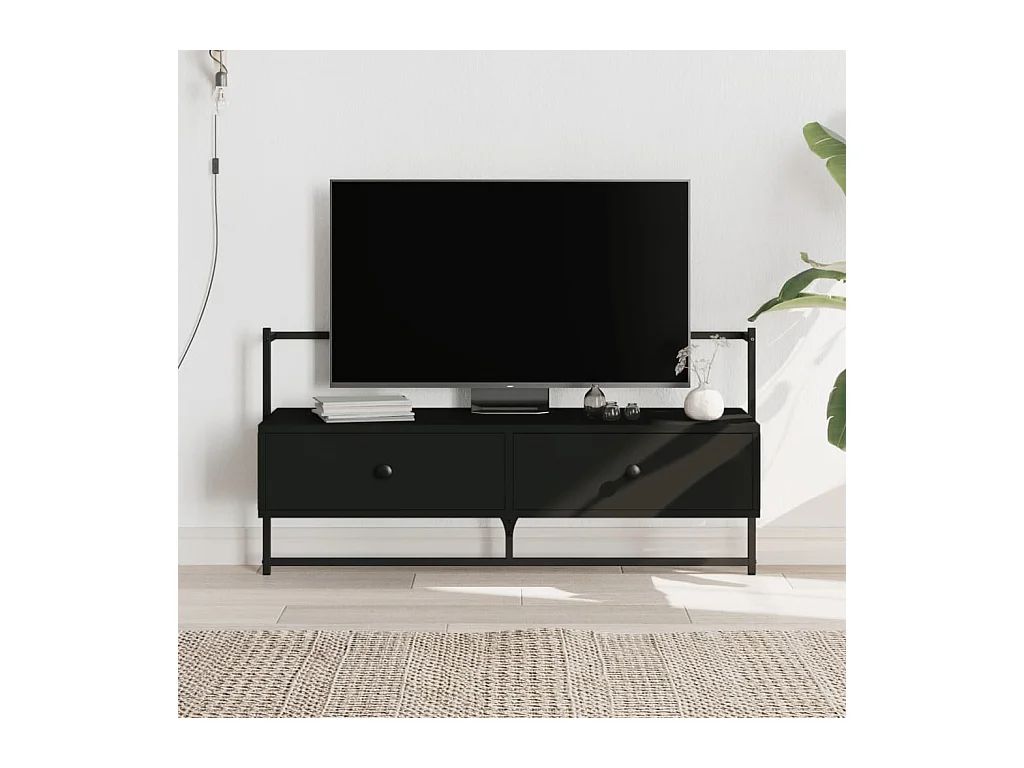 Meuble TV mural noir 100,5x30x51 cm bois d'ingénierie