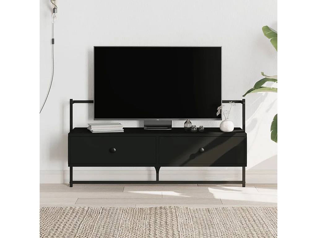 Meuble TV mural noir 100,5x30x51 cm bois d'ingénierie