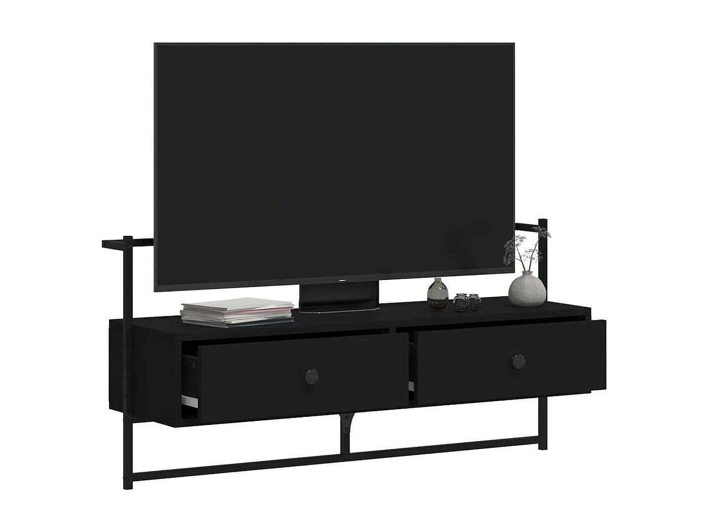 Meuble TV mural noir 100,5x30x51 cm bois d'ingénierie