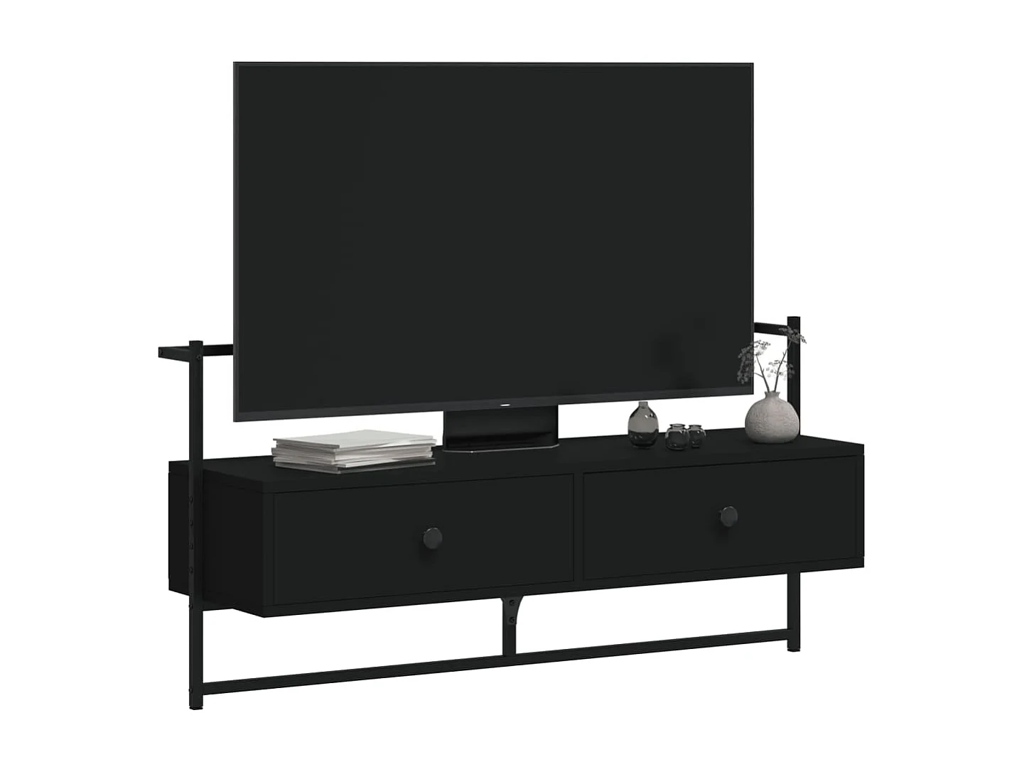 Meuble TV mural noir 100,5x30x51 cm bois d'ingénierie