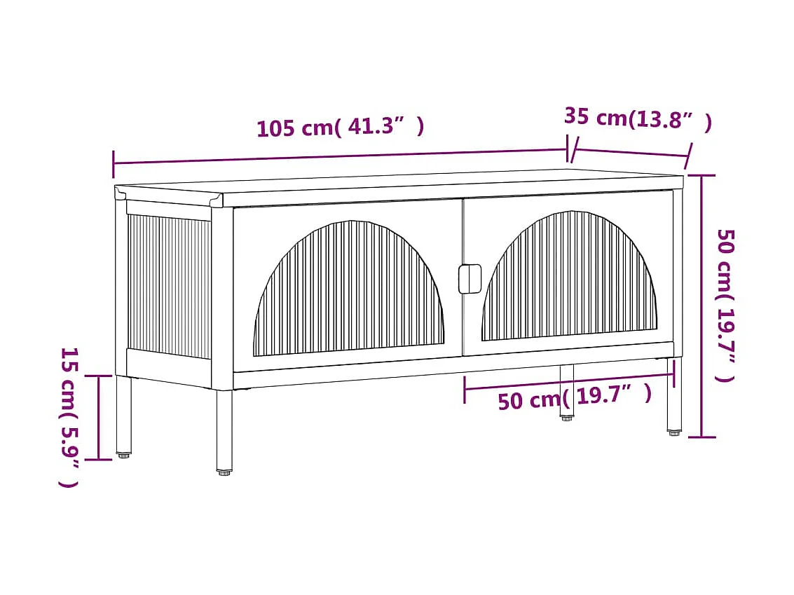 Zwart TV-meubel 105x35x50 cm glas en staal