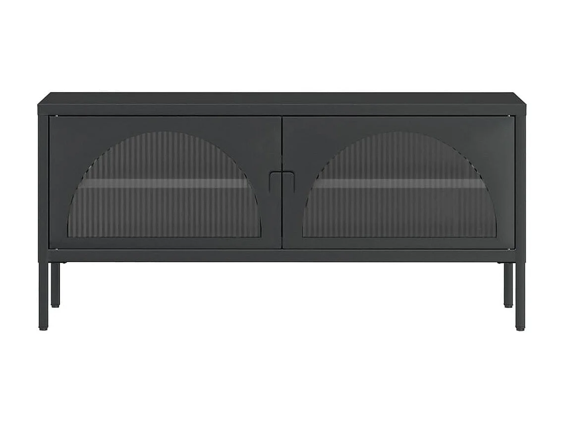 Meuble TV noir 105x35x50 cm verre et acier