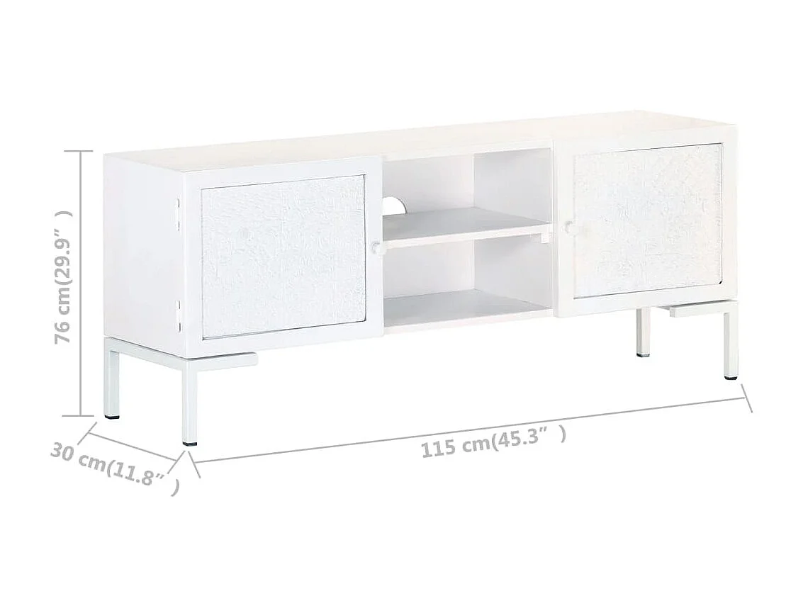 Móvel TV branco 115x30x46 cm Madeira maciça de mangueira
