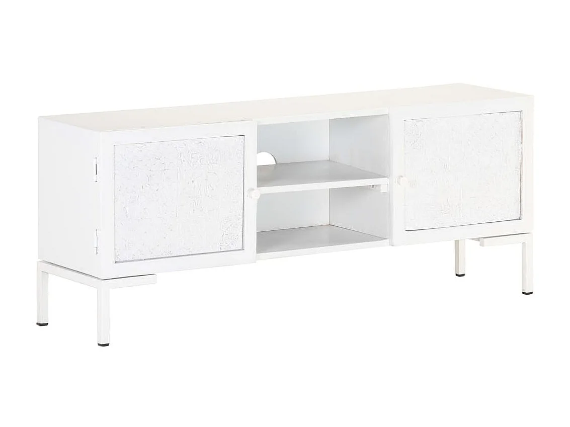 Móvel TV branco 115x30x46 cm Madeira maciça de mangueira