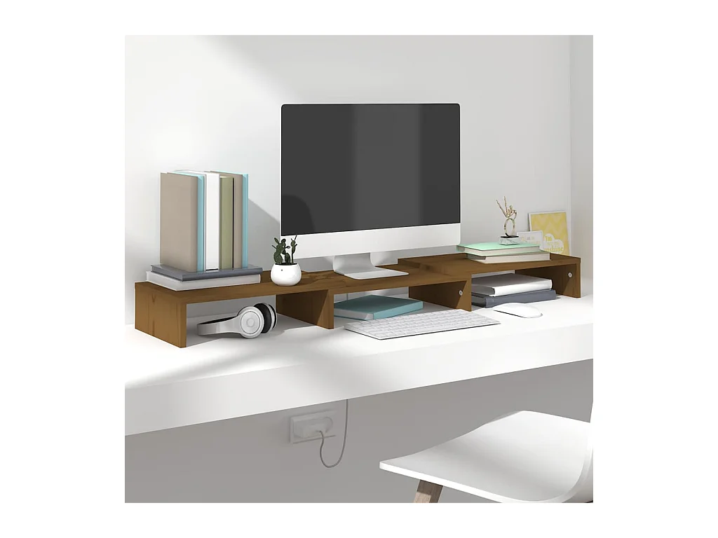 Monitorstandaard Honingbruin 80x24x10,5 cm Massief grenen