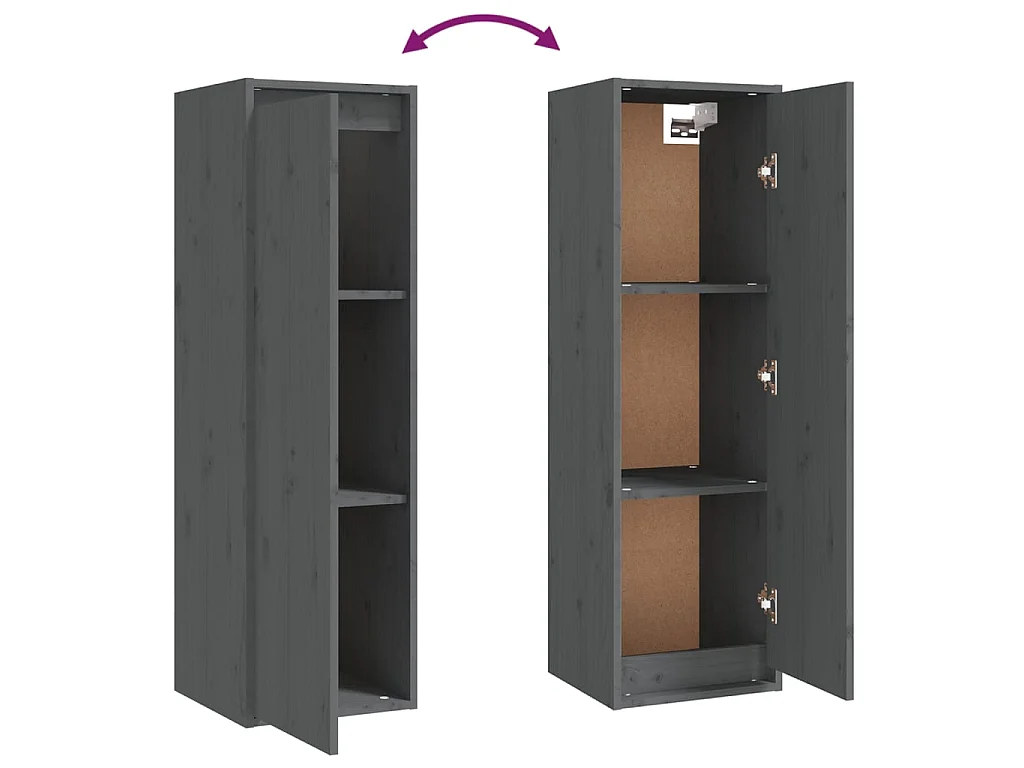 Mobile TV 5 pz Grigio Legno di pino massiccio