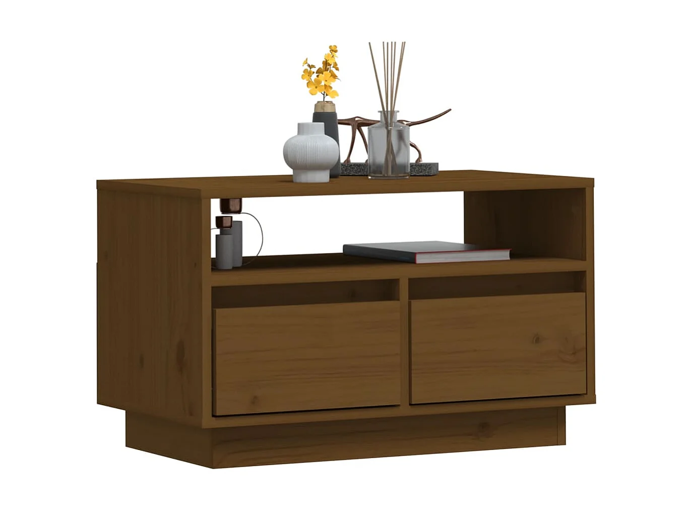 Meuble TV Marron miel 60x35x37 cm Bois de pin massif