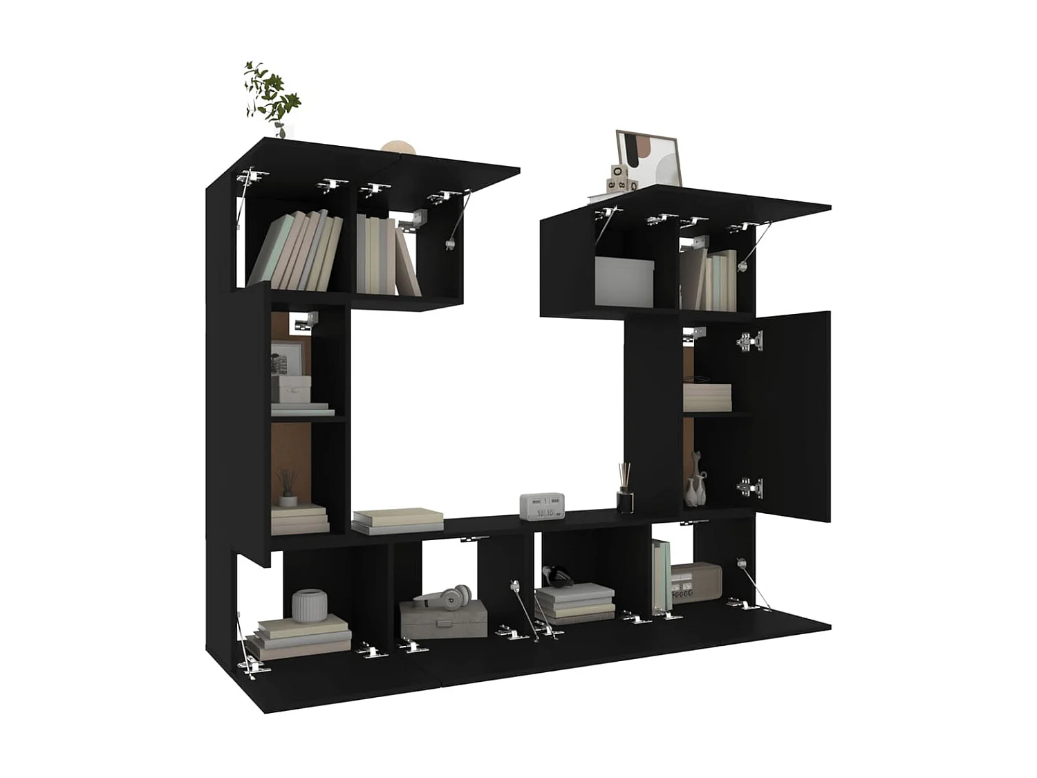 6-delige tv-meubelset zwart parket